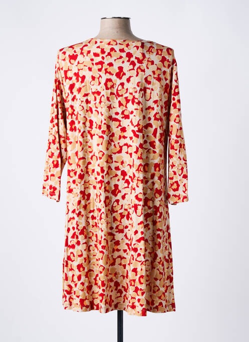 Robe mi-longue imprimé fantaisie manches longues rouge YESTA femme