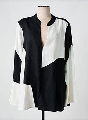 Blouse tissage popeline manches longues noir MAT FASHION femme