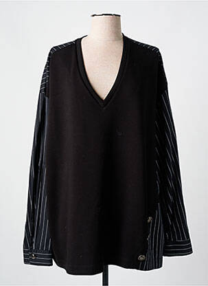 Blouse poignets boutonnés avec fente manches longues noir MAT FASHION femme