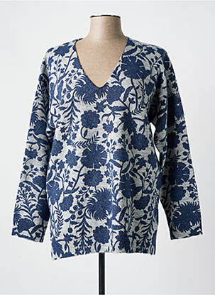 Pull col v manches longues bleu NICE THINGS femme