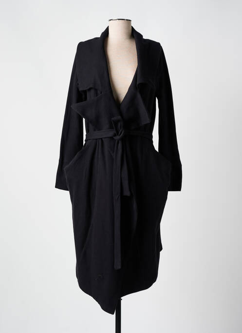 Manteau long coupe cintrée sans capuche noir URBAN femme