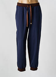 Pantalon droit taille élastique bleu MAT. femme