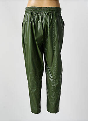 Pantalon droit taille élastique vert MAT. femme
