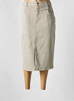 Jupe mi-longue coupe droite beige YESTA femme