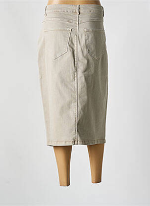 Jupe mi-longue coupe droite beige YESTA femme