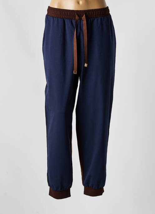 Pantalon droit taille élastique bleu MAT. femme