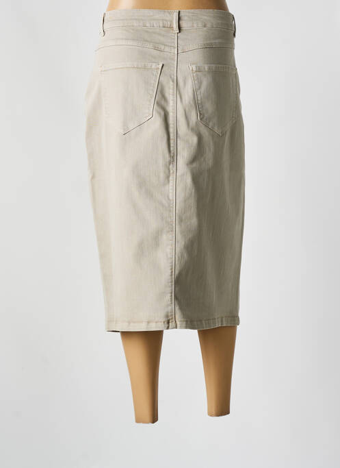 Jupe mi-longue coupe droite beige YESTA femme
