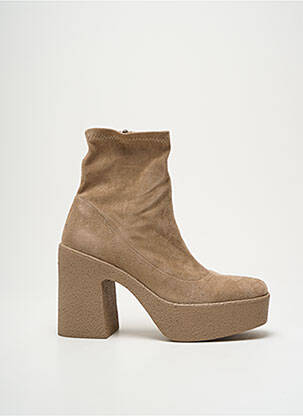 Bottines/boots fermeture zippée talon de 7 à 9cm beige IDEAL SHOES femme