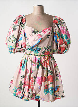 Robe courte manches 3/4 manches 3/4 rose MIRIAM STELLA femme