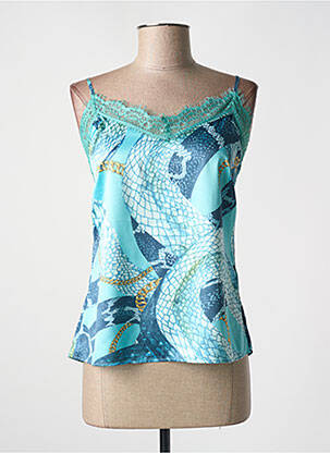 Top imprimé fantaisie fines bretelles bleu FRACOMINA femme