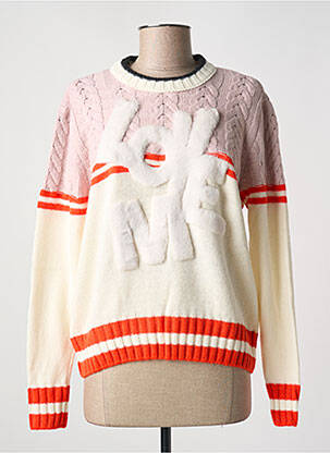 Pull resserrée sur le bas manches longues rose TRICOT CHIC femme