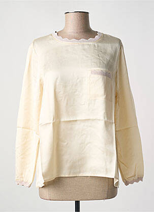 Top col rond manches longues beige TRICOT CHIC femme