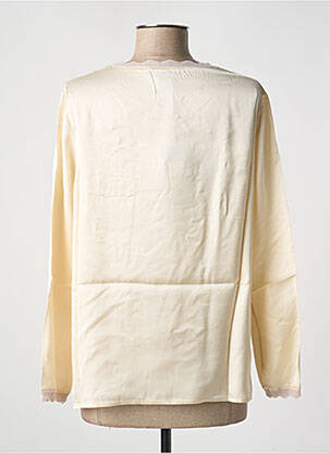 Top col rond manches longues beige TRICOT CHIC femme