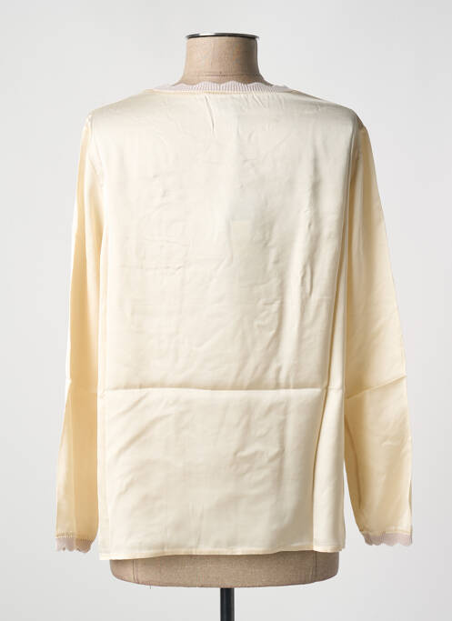 Top col rond manches longues beige TRICOT CHIC femme