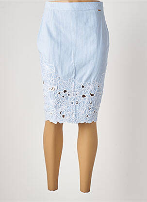 Jupe mi-longue taille à pinces bleu FRACOMINA femme