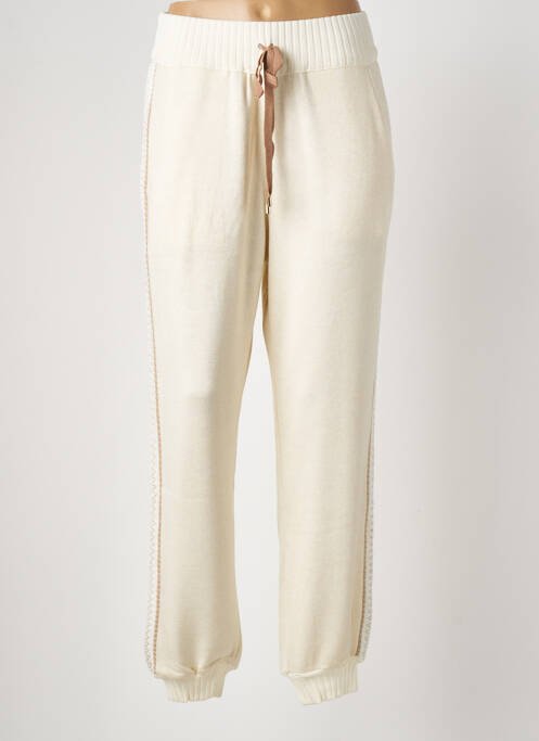 Jogging taille haute taille haute beige TRICOT CHIC femme