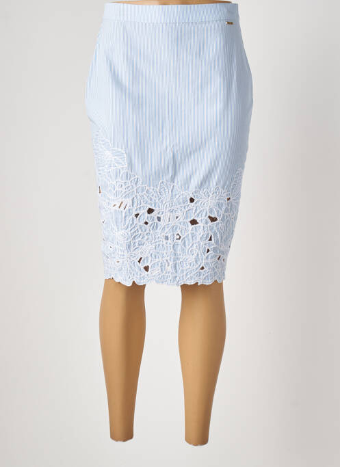 Jupe mi-longue taille à pinces bleu FRACOMINA femme
