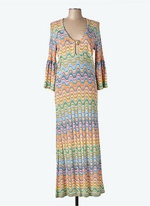 Robe longue coupe cintrée manches 3/4 orange VALERIE KHALFON femme