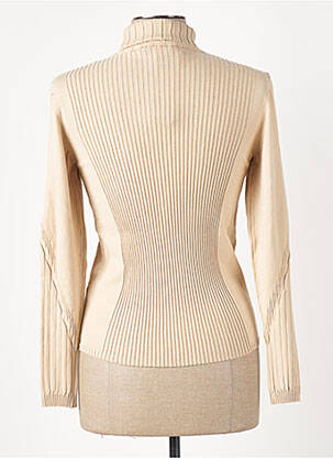 Pull col roulé tissage côtelé manches longues beige TRICOT CHIC femme