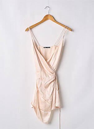 Robe courte coupe cintrée fines bretelles beige ZARA femme