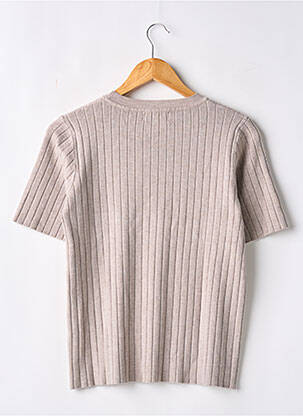 Pull coupe cintrée manches courtes beige FEELHOO femme