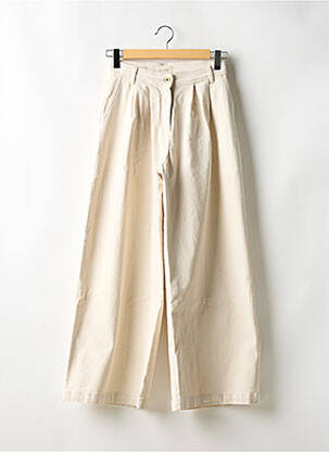 Pantalon flare fermeture zippée sous rabat boutonné beige SESSUN femme