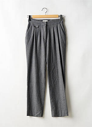 Pantalon droit fermeture zippée sous rabat avec crochet gris BERENICE femme