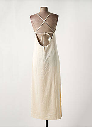 Robe longue coupe cintrée fines bretelles beige MODETROTTER femme