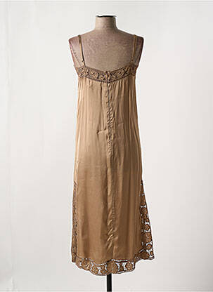 Robe mi-longue coupe fluide fines bretelles marron CHARLIE JOE femme
