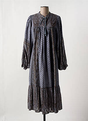 Robe mi-longue imprimé fantaisie manches longues gris ANTIK BATIK femme