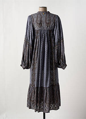 Robe mi-longue imprimé fantaisie manches longues gris ANTIK BATIK femme