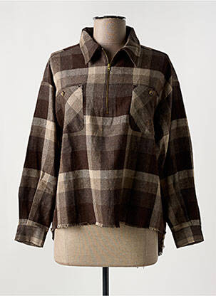 Blouse poignets boutonnés avec fente manches longues marron CHARLIE JOE femme