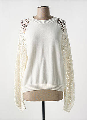Pull stretch manches longues blanc LES TRICOTS DE LÉA femme