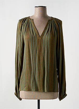 Blouse poignets boutonnés avec fente manches longues vert FIVE femme