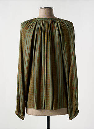 Blouse poignets boutonnés avec fente manches longues vert FIVE femme