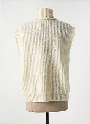 Pull col roulé coupe cintrée sans manche beige CHARLIE JOE femme