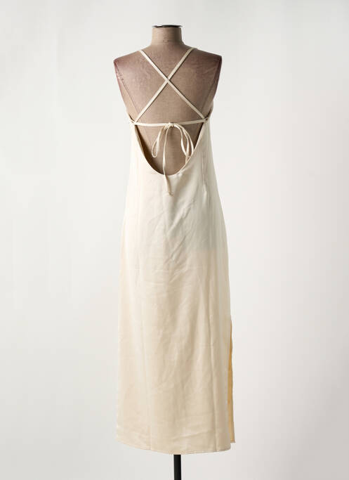 Robe longue coupe cintrée fines bretelles beige MODETROTTER femme