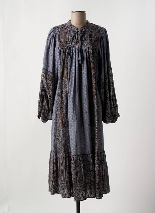 Robe mi-longue imprimé fantaisie manches longues gris ANTIK BATIK femme