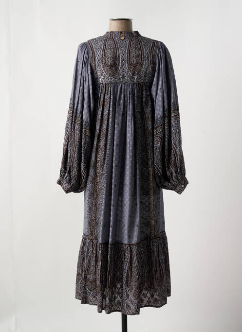 Robe mi-longue imprimé fantaisie manches longues gris ANTIK BATIK femme