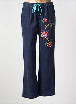 Pantalon droit stretch taille normale bleu ME369 femme
