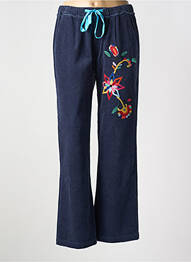 Pantalon droit stretch taille normale bleu ME369 femme