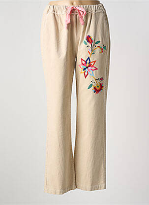 Pantalon droit stretch taille normale beige ME369 femme
