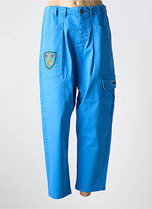 Pantalon cargo taille haute taille haute bleu ME369 femme