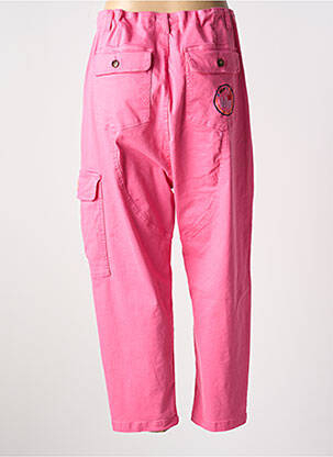 Pantalon cargo tissage popeline taille haute rose ME369 femme