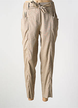 Pantalon 7/8 taille haute taille haute beige HANA SAN femme