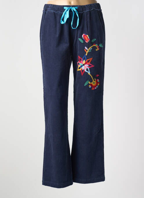 Pantalon droit stretch taille normale bleu ME369 femme