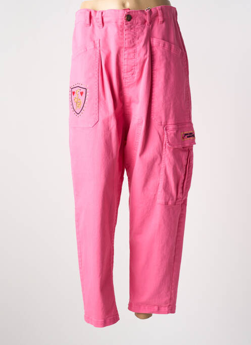 Pantalon cargo taille haute taille haute rose ME369 femme