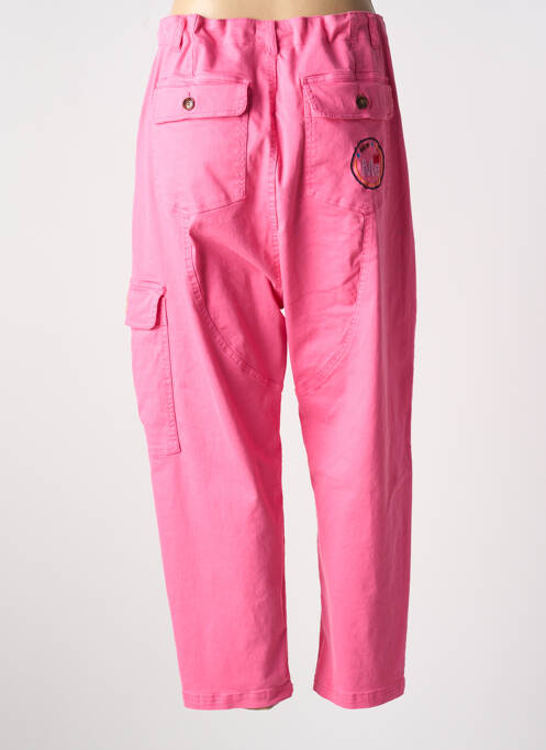 Pantalon cargo taille haute taille haute rose ME369 femme