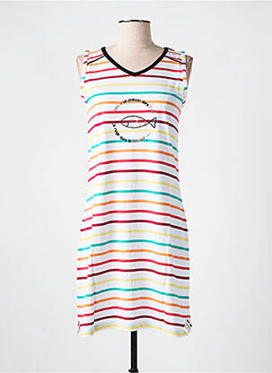 Chemise de nuit imprimé rayures blanc ROSE POMME femme