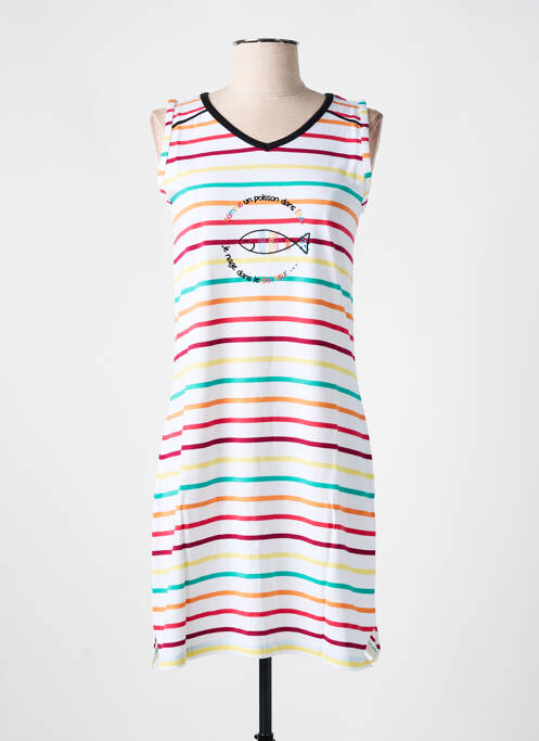 Chemise de nuit imprimé rayures blanc ROSE POMME femme